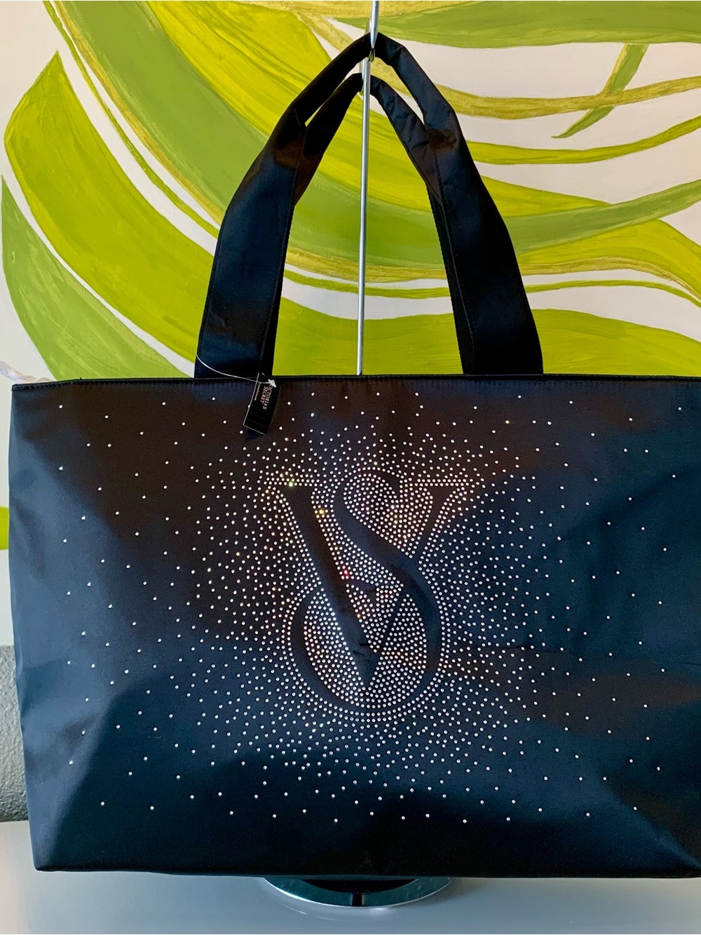 Victoria's Secret Large Black Tote with Rhinestone VS Logo